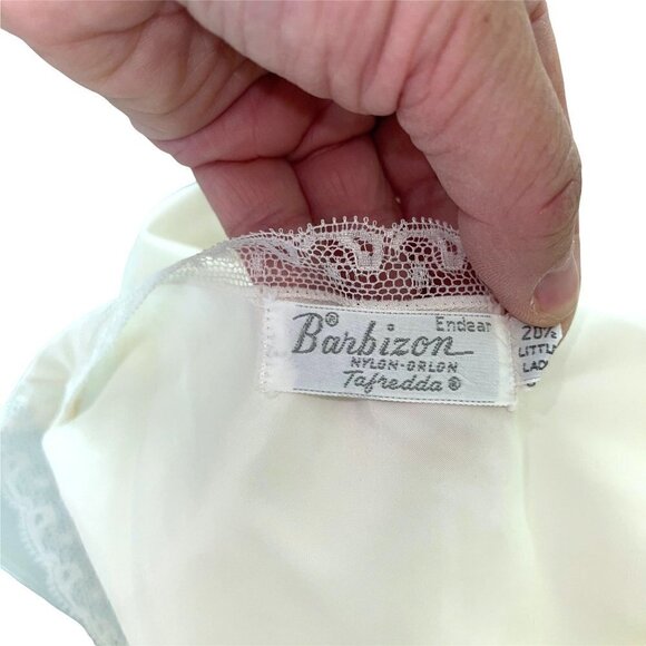 Barbizon Slip Womens Vintage Nylon Pleated Ruffle Hem Adjustable Straps Cream - Picture 4 of 12